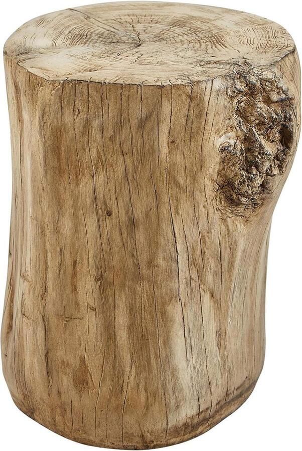 Natuurlijke kunstboomstronk kruk met beton accent bijzettafel voor binnen en buiten Houten kruk