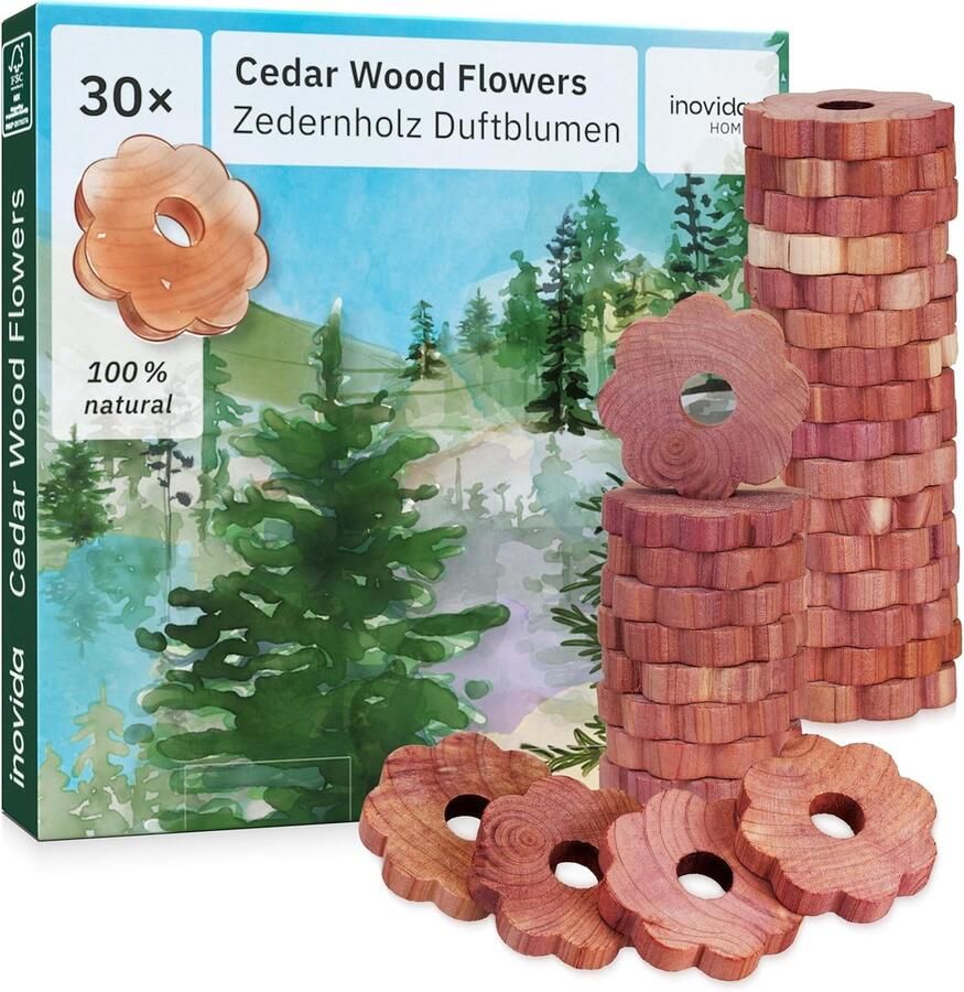 Natuurlijke Mottenbeschermingsringen van Cederhout 30 Stuks voor Kledingkast met Aangename Geur