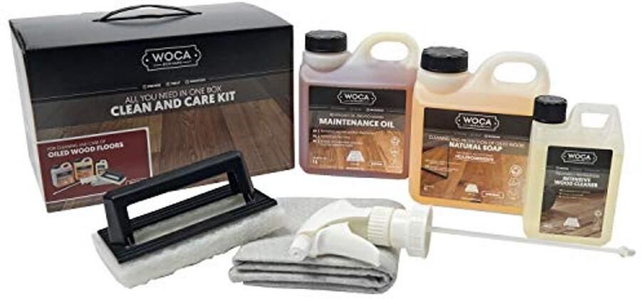 Natuurlijke verzorgingsdoos voor houten vloeren met verzorgingsolie en onderhoudsen