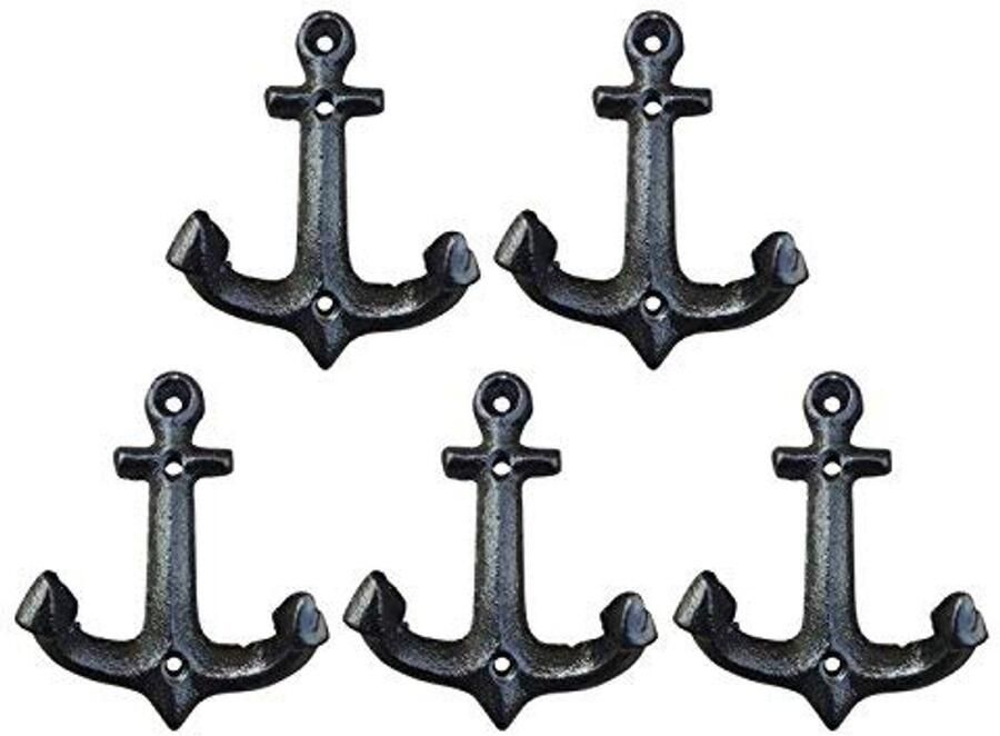 Nautische Muurhaken Gietijzeren Anker Kapstok (5 Stuks)