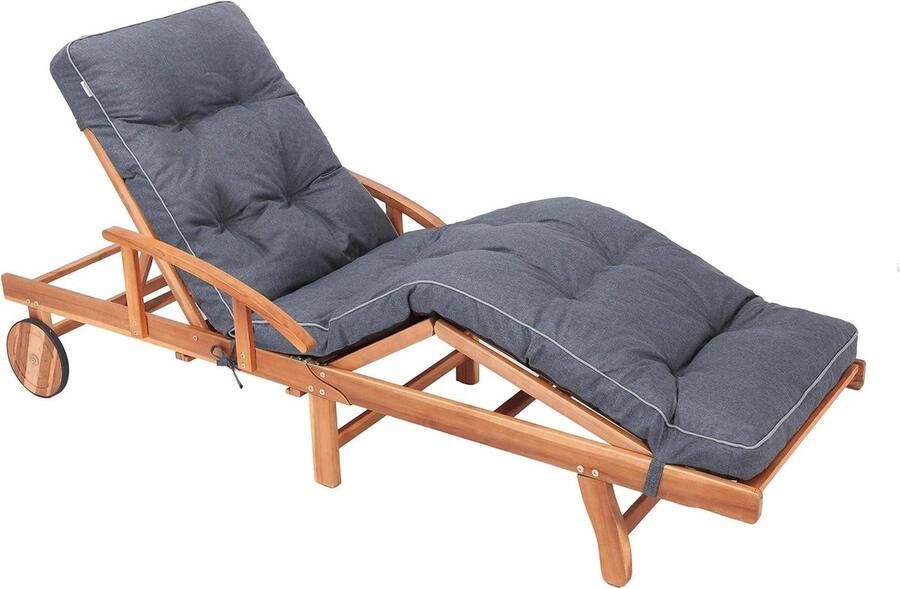 Navy Lounger Cushion 201 x 55 cm 8 cm Thick Comfortable Cushion for Sun Lounger