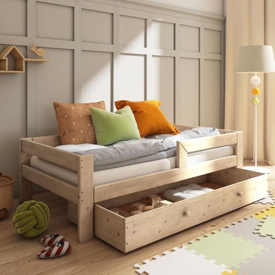Need Sleep – Kinderbed met Lade 200x90 cm – Houten Bed met Opbergruimte – Montessori Stijl – Laag Eenpersoonsbed - Foto 2