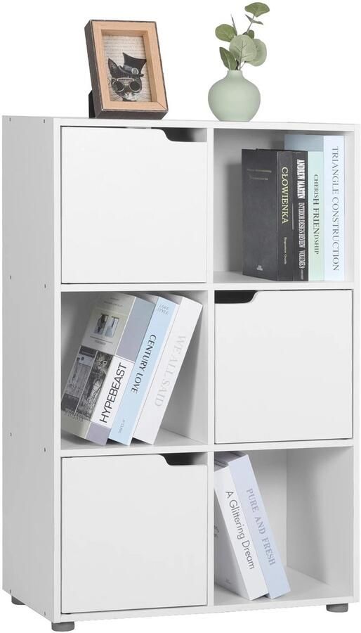 NELLA Boekenkast Boekenplank met 6 compartimenten en deuren Archiefkast Dressoir kast Kledingkast 30 x 60 x 91cm