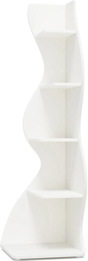 NELLA Hoek boekenkast 5-Laags Hoekkast Hoekmeubel Hoekboekenkast Modern Wit 49 7×47 7×177 3cm Woonkamer Kantoor