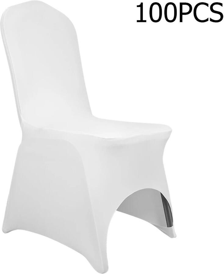 NELLA Set van 100 witte universele stoelhoezen Stretch spandex voor klapstoelen Voor bruiloft feest of hoteldecoratie