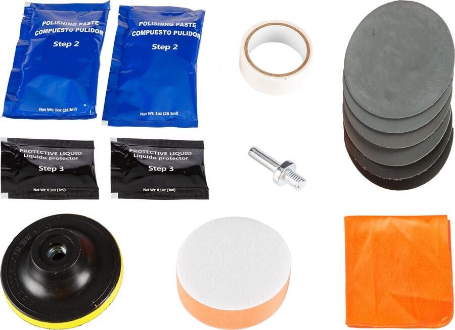 NEO Tools koplamp reinigingsset 15 delig polijstset auto revisieset prokwaliteit