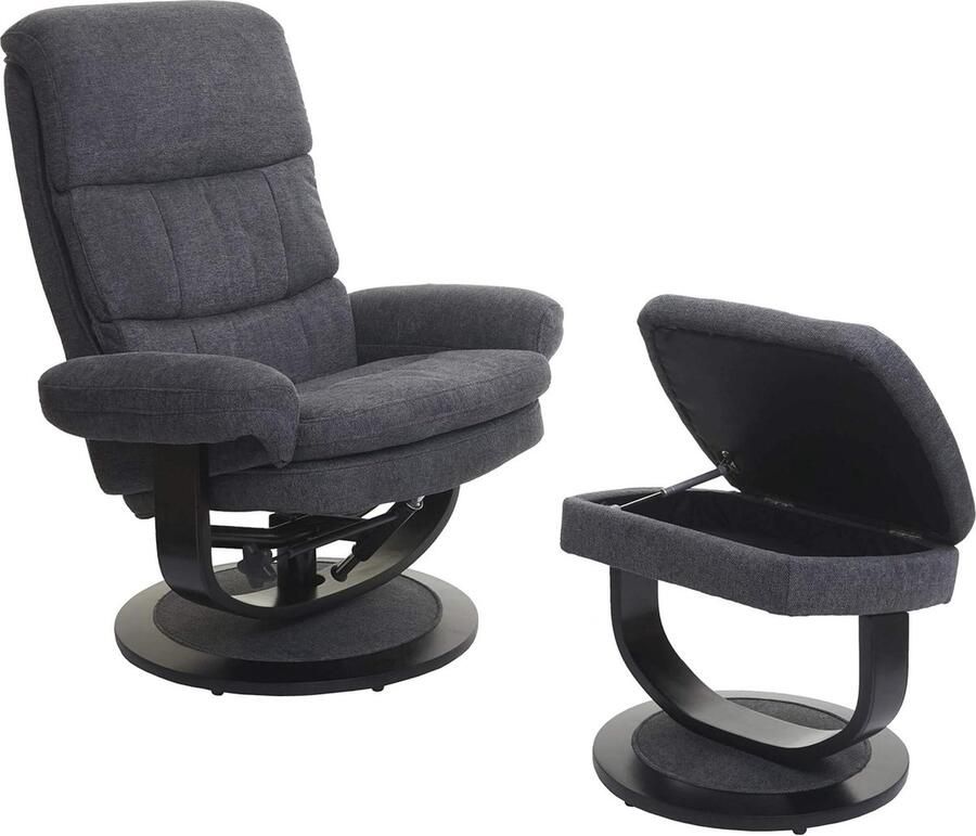 Draaibare Relaxstoel met Opbergvak Comfortabele Televisiestoel in Donkergrijs