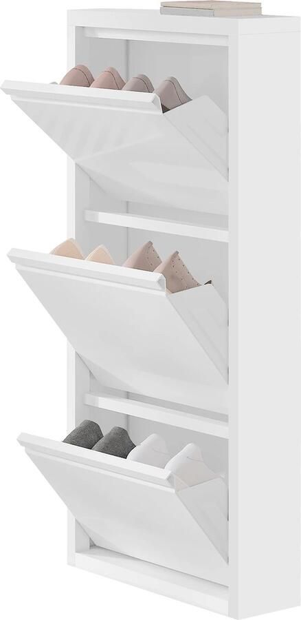 Néos Schoenenkast 3 Kleppen Smal Wit 50x106x15cm