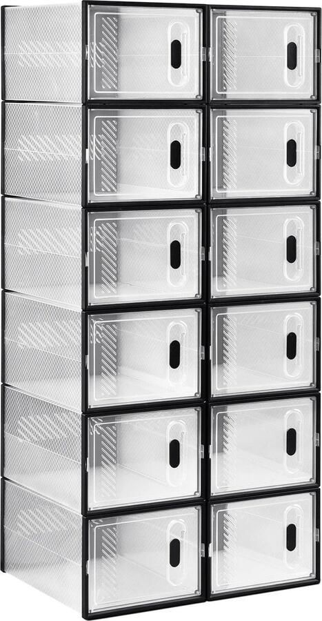 Néos Schoenenrek Schoenenkast Stapelbaar met Magneetsluiting 12 Stuks