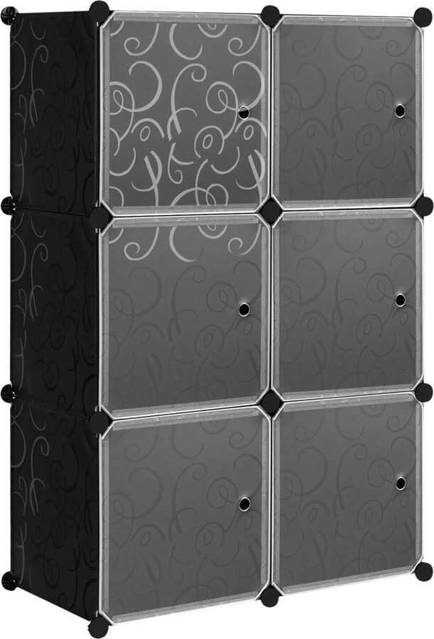 Néos Stapelbare Schoenenkast 6 Vakken Zwart 35x35x35cm