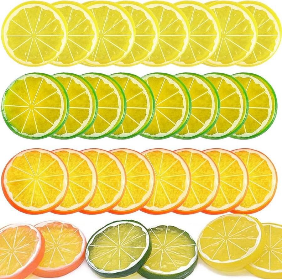 Nep citroenschijfjes 30 stuks voor thuis keuken tafel feest decoratie fotografie rekwisiet