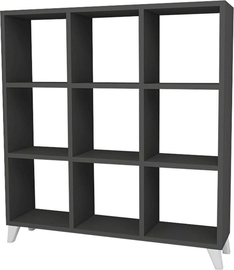 Nestly Boekenkast met Planken Vierkante Boekenkast Bibliotheek Kubus Boekenkast 9 Vakken Antraciet