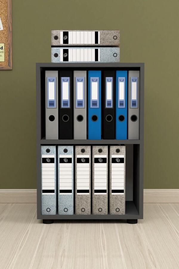 Nestly Kantoorkast Boekenarchiefkast -Kantoormeubilairkast Prismakast Boekenkast 2 Planken Antraciet