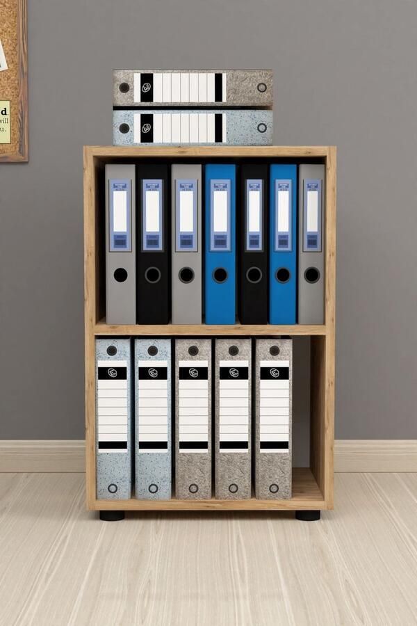 Nestly Kantoorkast Boekenarchiefkast -Kantoormeubilairkast Prismakast Boekenkast 2 Planken Pijnboom