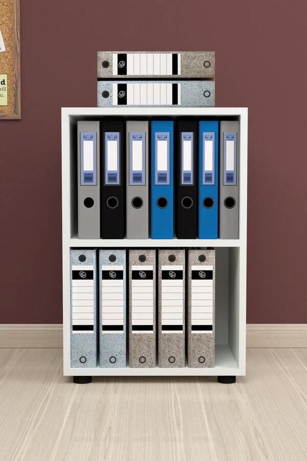 Nestly Kantoorkast Boekenarchiefkast -Kantoormeubilairkast Prismakast Boekenkast 2 Planken Wit