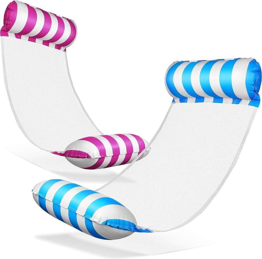 Net Waterhangmat opblaasbaar watermatras met armleuningen drijvende ligmat voor kinderen en volwassenen Waterhangmat