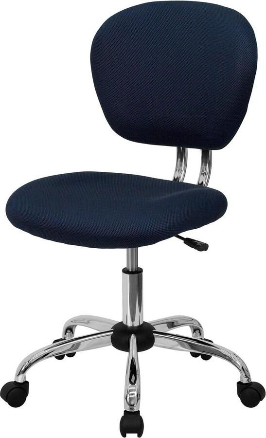 Netstof bureaustoel met armleuningen en voet navy blauw zonder armen Bureaustoel