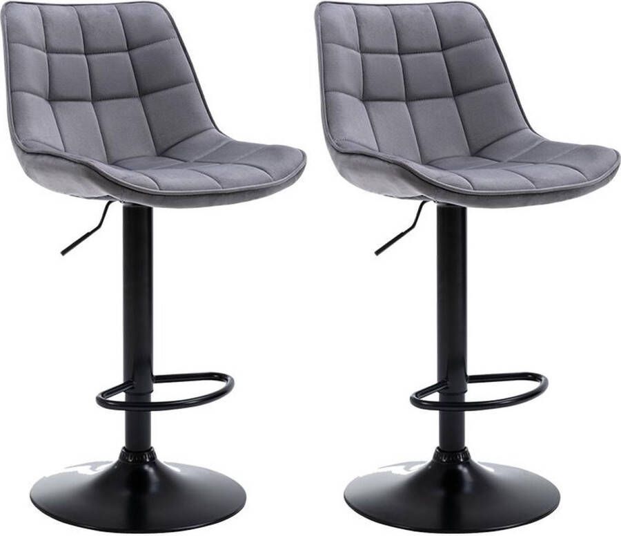 Vente-unique [NEW VERSION] Set van 2 barkrukken LIMA Fluweel en metaal Grijs L 45 cm x H 109 cm x D 54 cm - Foto 2