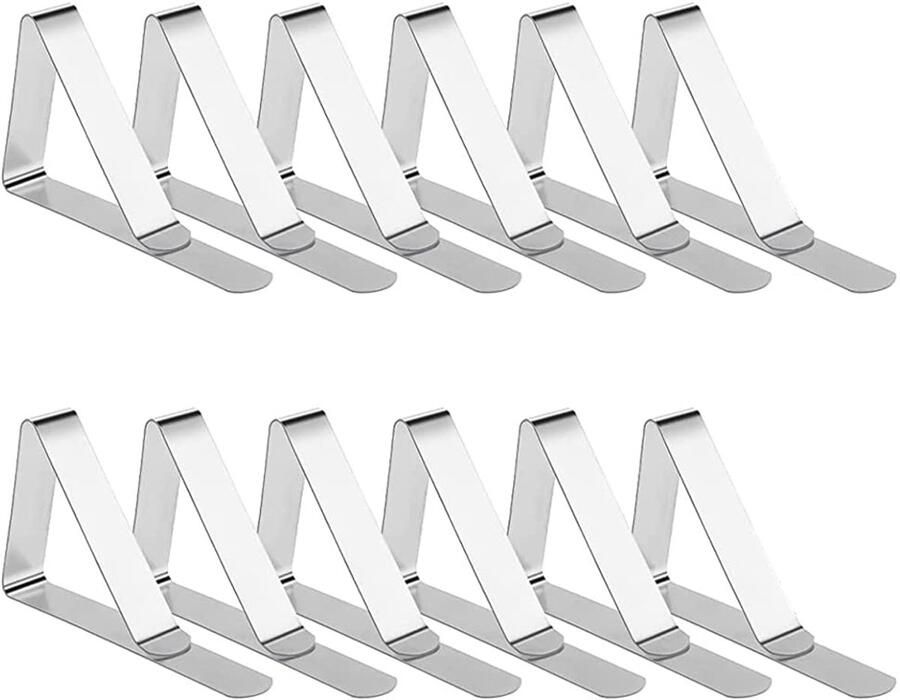 Newaner Grote Tafelkleedklemmen Roestvrij Staal Tafelkleedklemmen Zilver (12 Stuks)