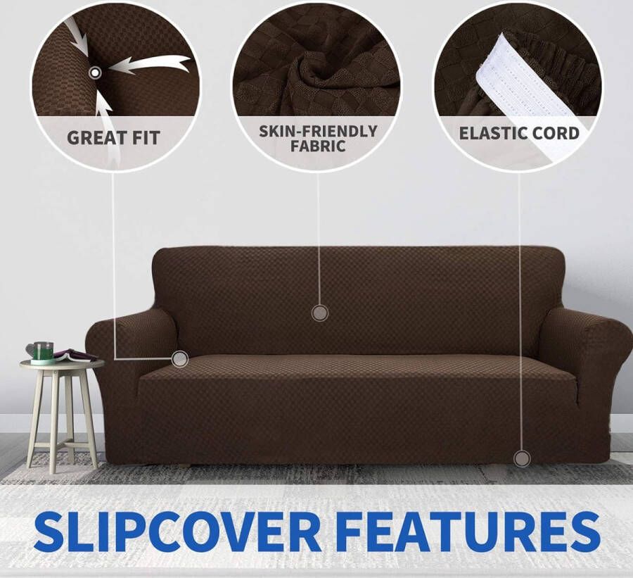 Newest Jacquard Sofa Covers for 2 Seater Super Stretch Non-Slip Love Seat Couch Cover for Dogs Pet Friendly Furniture Protector Loveseat Slipcovers (2 zits donkere koffie)