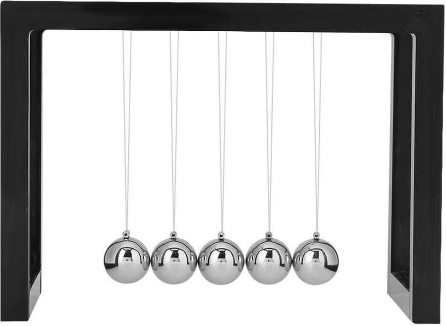Newton slinger kogelstootpendel metaalfysica wetenschap kogelslinger bureau speelgoed desktop vrije tijd decompressie decoratie voor thuis kantoor decoratie (zwart)