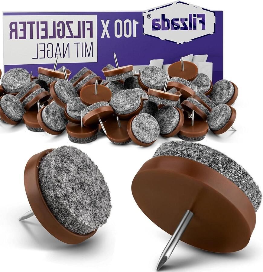 Nieuwe titel: 100x Nagelviltglijders Ø 24 mm (bruin) professionele meubel- en stoelglijders