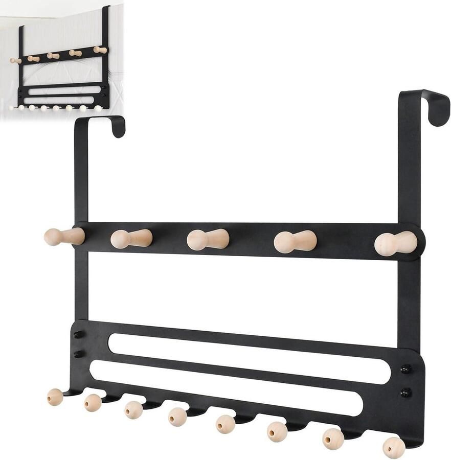 Nieuwe titel: 13 Haak Deur Kledinghanger Heavy Duty Over Deuren Haak Rack Over De Deuren Kapstok voor Hoeden Tassen Kleding Handdoeken Zwart