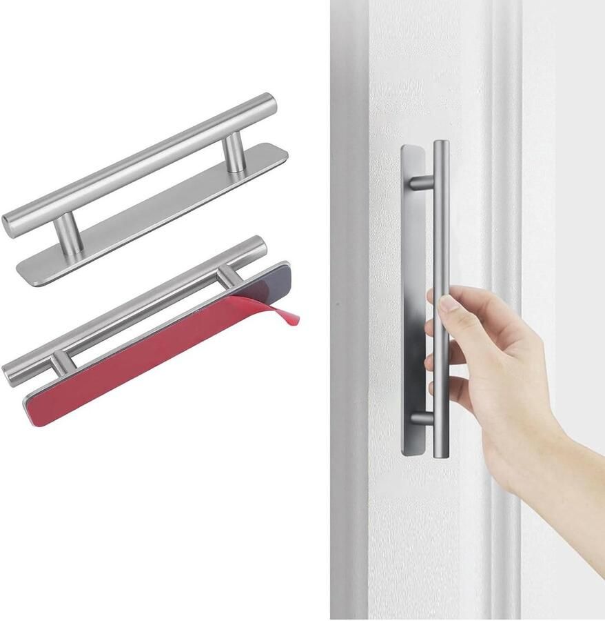 Nieuwe titel: 2 stuks deurtrekhendel stok op handgrepen zonder boren roestvrijstalen keukenkasthandgrepen voor poorttoilet (150 mm x 25 mm)
