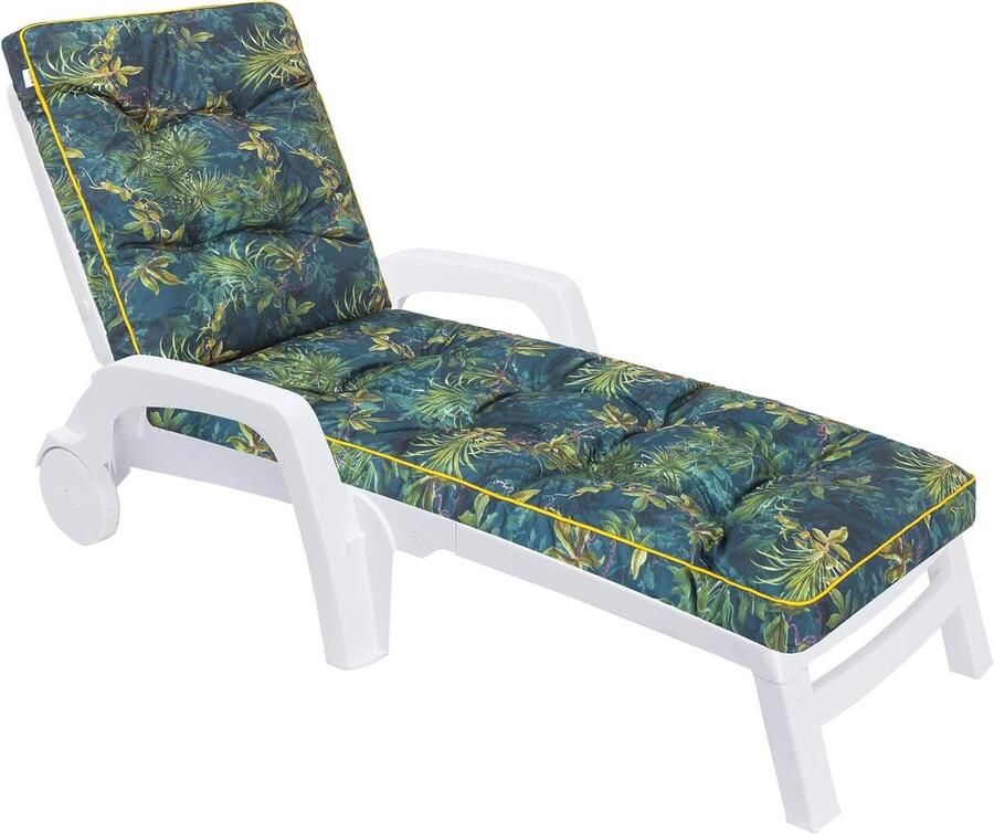 Nieuwe titel: 201 x 55 x 8 cm Comfortable Cushion for Sun Lounger Green Meadow Design