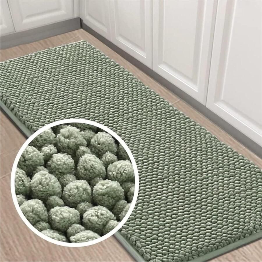 Nieuwe titel: Chenille badmatten voor badkamer zacht waterabsorberend pluche badtapijt matten antislip wasbaar vloerkleed voor keuken (cyaan 150 x 50 cm)