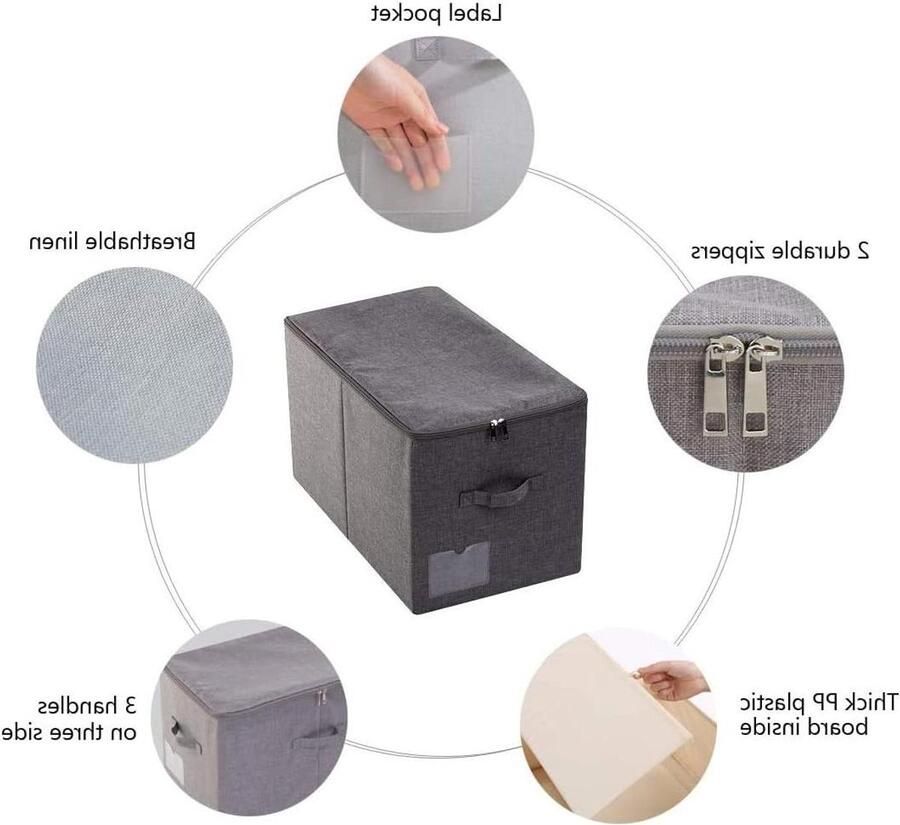 Nieuwe titel: Extra grote opbergmanden voor kledingkast ideaal voor dekbedden dekens beddengoed kussens en kleding (zwartgrijs)