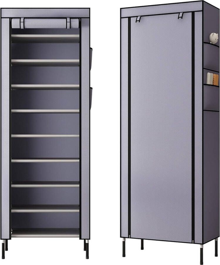 (Nieuwe Upgrade Version) 10 Tiers Schoenkast Schoen Opslag Organizer Rack Stand 58 x 28 x 170cm met Stofdichte Cover Houd Tot 30 paar Schoenen