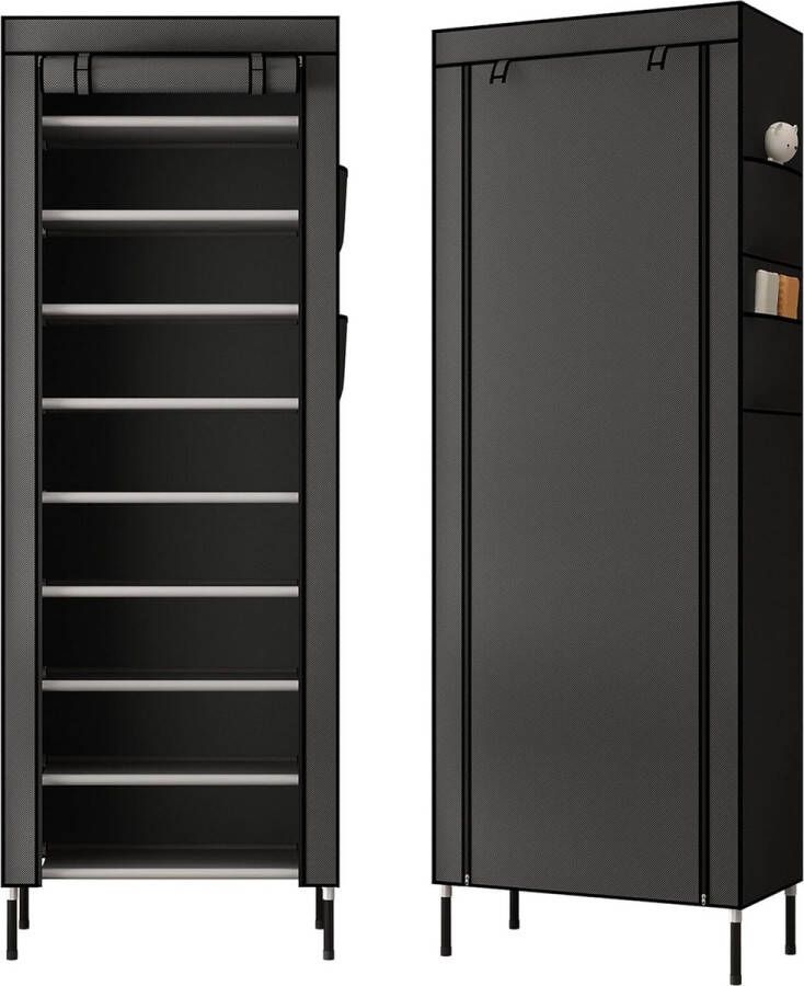 (Nieuwe Upgrade Version) 10 Tiers Schoenkast Schoen Opslag Organizer Rack Stand 58 x 28 x 170cm met Stofdichte Cover Houd Tot 30 paar Schoenen