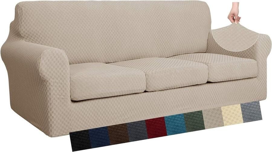 Nieuwste Jacquard Extra Grote Bank Covers voor 3 zits Super Stretch Antislip Honden Huisdier Vriendelijke Bank Slipcover 4 Zitting Khaki