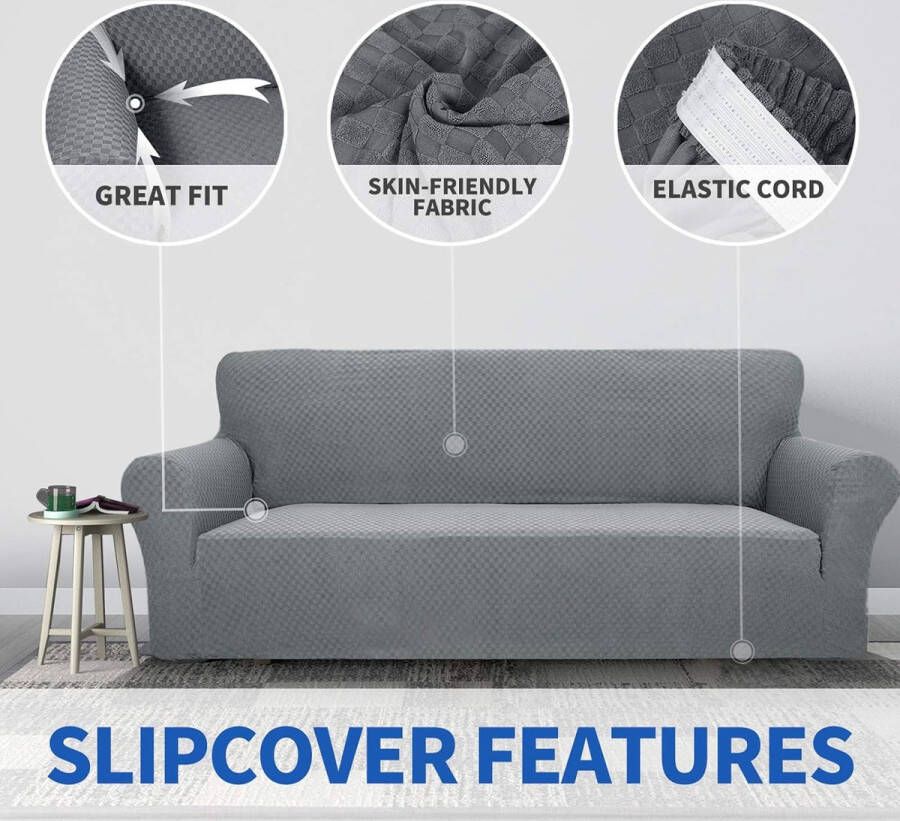 Nieuwste Jacquard stoelhoezen voor woonkamer super stretch antislip stoel slipcover met armen honden huisdiervriendelijk 1-delige bankbeschermer fauteuil cover (1 zits lichtgrijs)