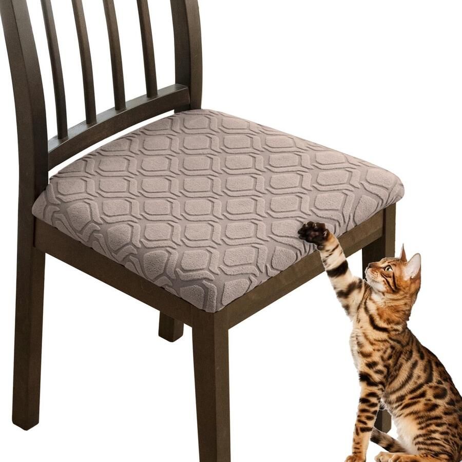 Nieuwste jacquardstof stoelbekleding zitvlak set van 6 stretch overtrek voor stoelen stoelhoezen voor eetkamerstoelen afwasbaar hoes stoelhoezen voor stoelen