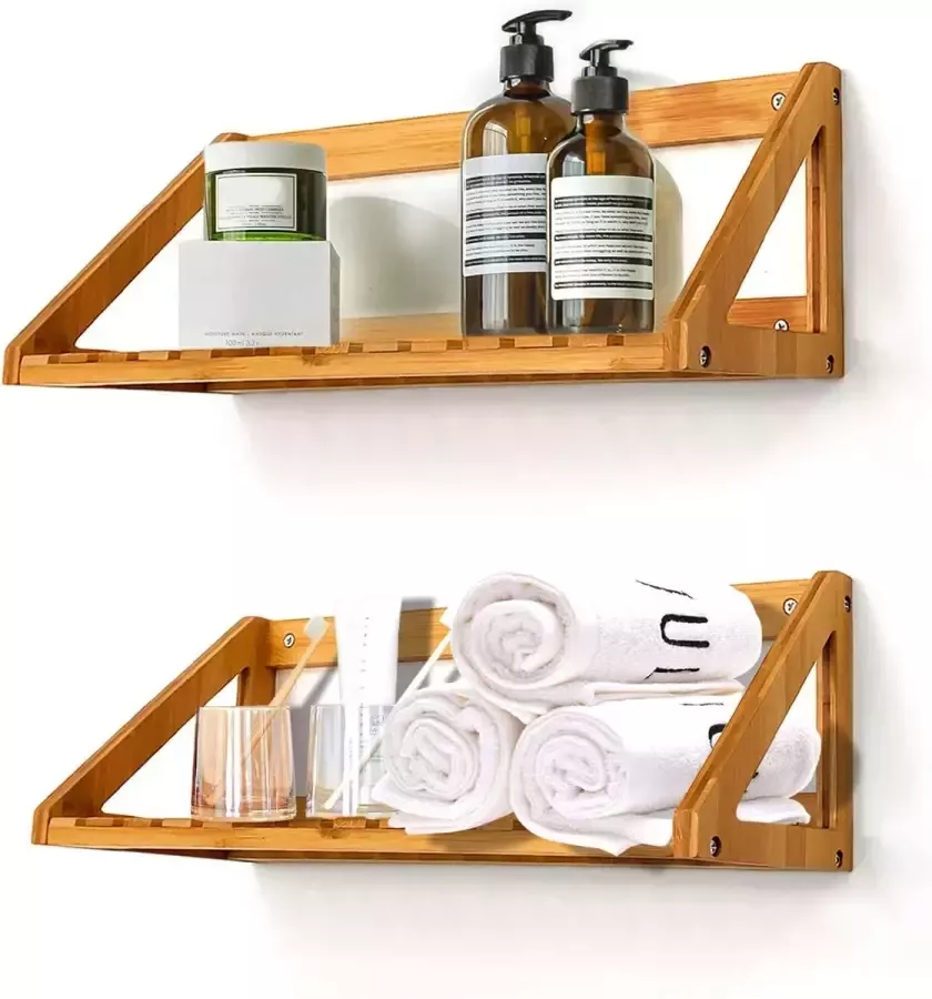 NIUXX wandplank zwevende planken wandmontage wandhouder van massief bamboe wandplanken voor slaapkamer woonkamer badkamer keuken kantoordecoratie