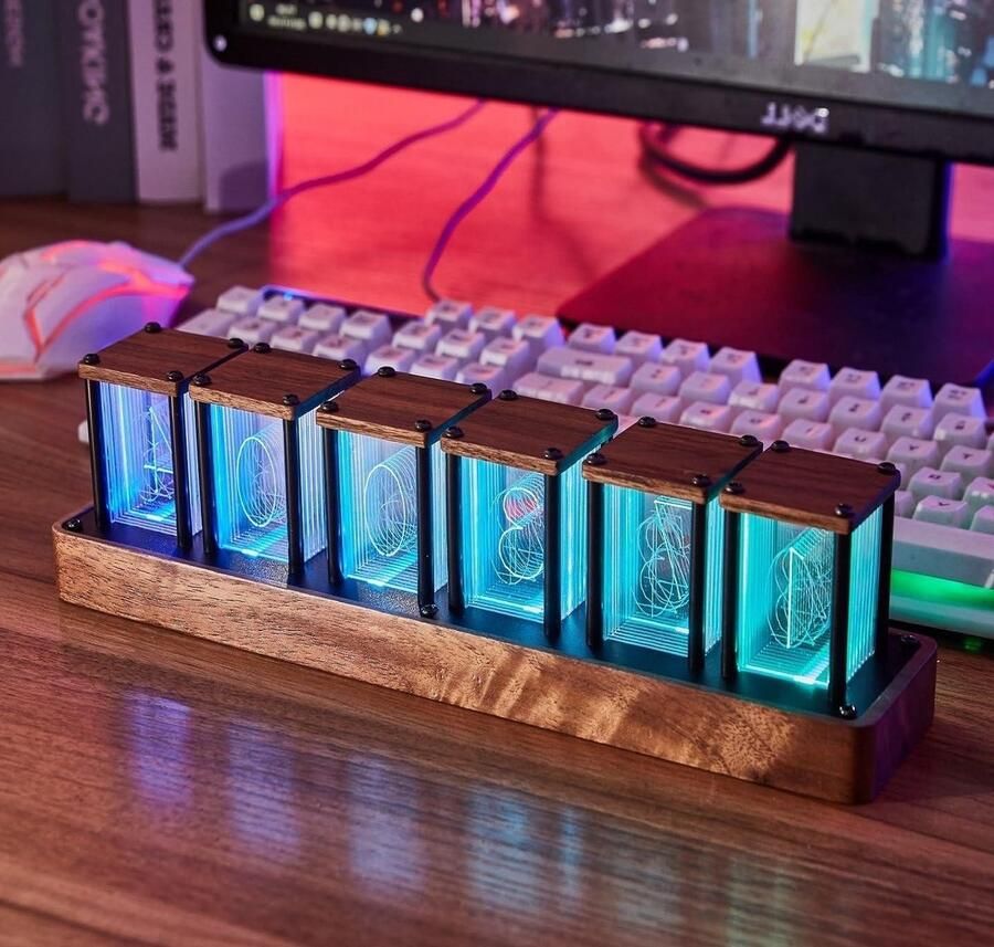 Nixie klok Digitale wekker LED 12 24 uur Ondersteunt netwerk pairing Retro cadeau voor bureau en slaapkamer