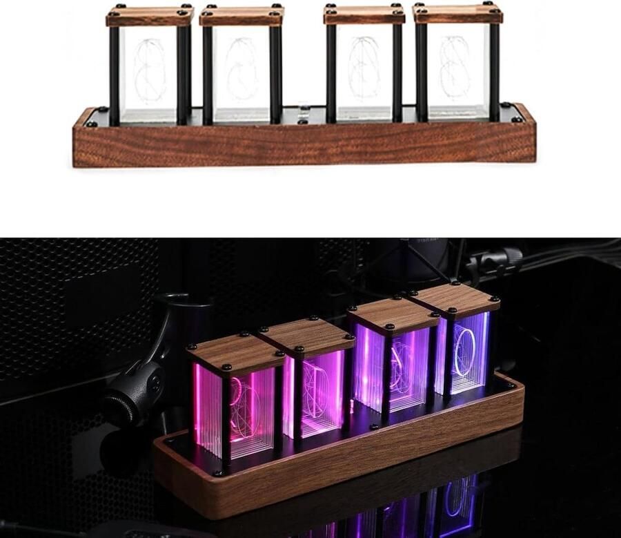 Nixie Tube Klok 16 Miljoen Kleuren RGB LED SE Digitale Wekker Vintage Tafelklok Bureau Decoratie Cadeau