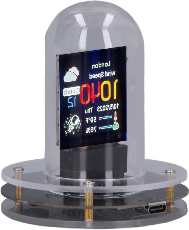 Nixie Tube Klok met Cyberpunk Design en Sfeerverlichting 12 24H Display Retro Decor voor Huis of Bureau met Verlichting