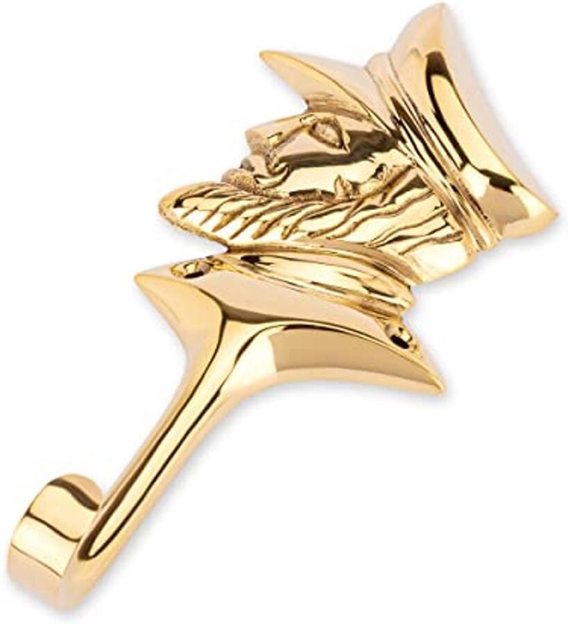 NKlaus Maritim haak kapitein portret 5 5x12cm gemaakt van messing gouden kapstokhaak deurhaak 11595