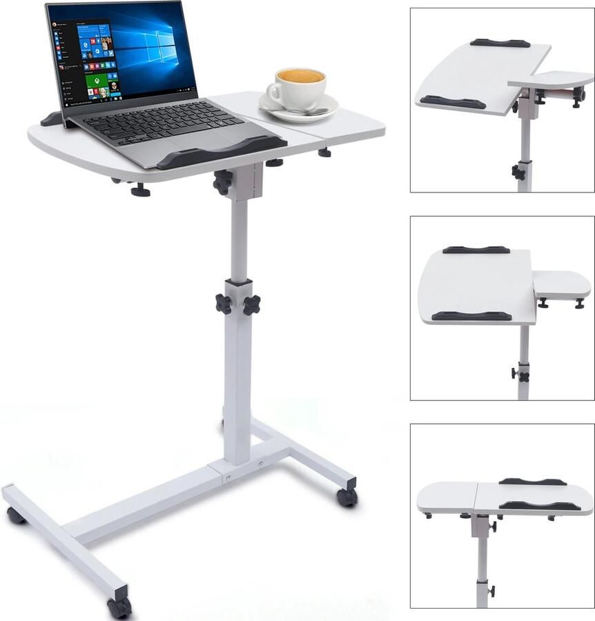 ValueStar Bedtafel Laptoptafel Op Wielen Laptopdesk Laptroptray Comfort En Gemak Multifunctioneel Wit