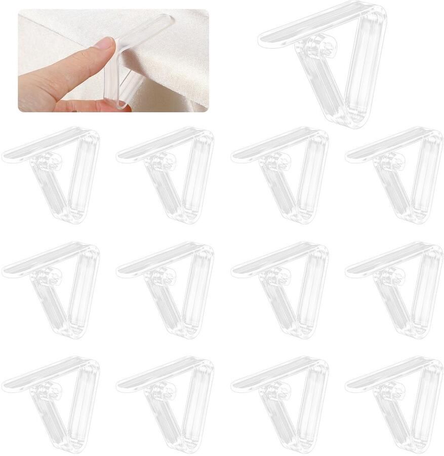 Boraboi Twaalfdelige Set Transparante Tafelkleedklemmen voor Tafeldiktes en Gebruiken