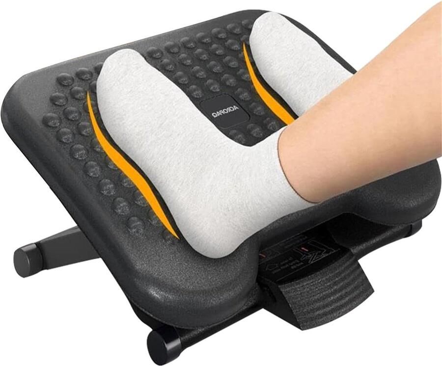 Aanpassing titel: Voetensteun Antislip voetensteun 3 verstelbare hoogtes -30 tot +30 graden kanteling Ergonomische voetensteunbank Grijs