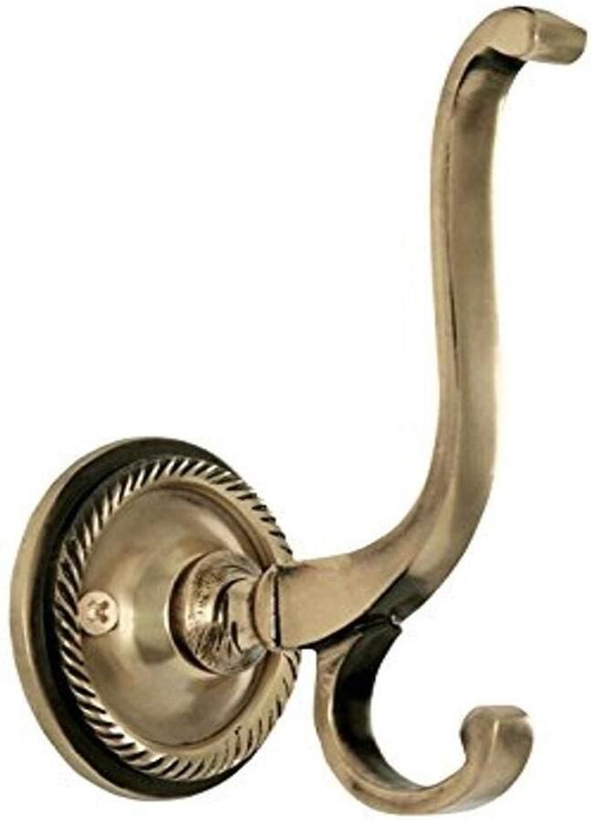 Nostalgische kapstokhaak met touw antiek messing