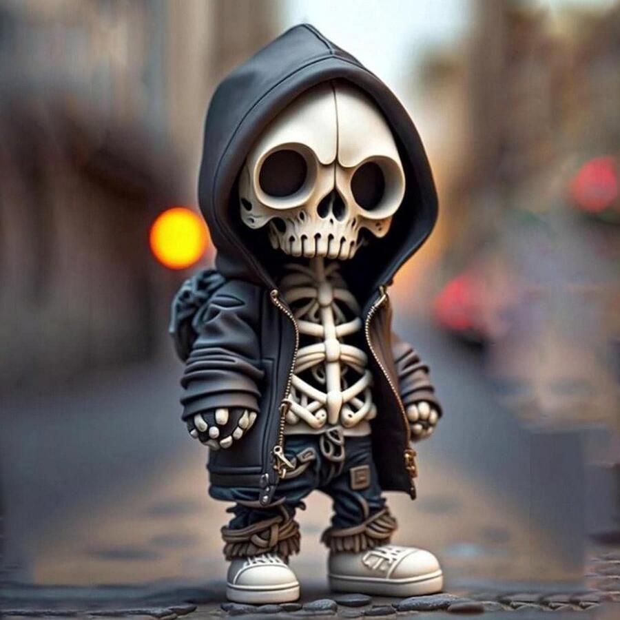 Coole skeletbeeldjes gotische skeletten klein beeldje standbeeld harsambachten schattig standbeeld skelet monument Halloween skelet decor voor thuis bureau decor content in (A) - Foto 2