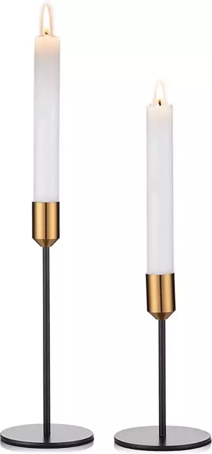 Nuptio Zwarte Kandelaars voor Kandelaars: Taps Toelopende Kandelaar Goud Vintage Kaarsen Stok Stand Tafel Middelpunt Decoraties voor Bruiloft Verjaardagsfeestje Kerst Halloween Eetkamer 2 Stuks