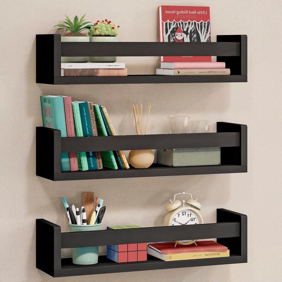 Nursery Bookshelves Set of 3 Floating Bookshelves for Wall Kids Room Decoration and Playroom Decoration Baby Bookshelf