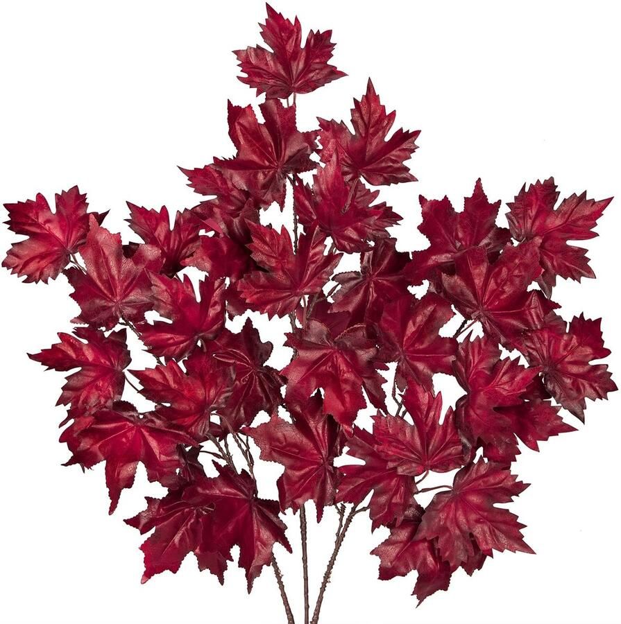 Oairse Set van 3 herfsttakken kunstmatige esdoornbladeren herfstdecoratie voor Thanksgiving huisdecoratie bruiloft haardfeest Thanksgiving haarddecoratie herfstdecoratie voor op de tafel rood