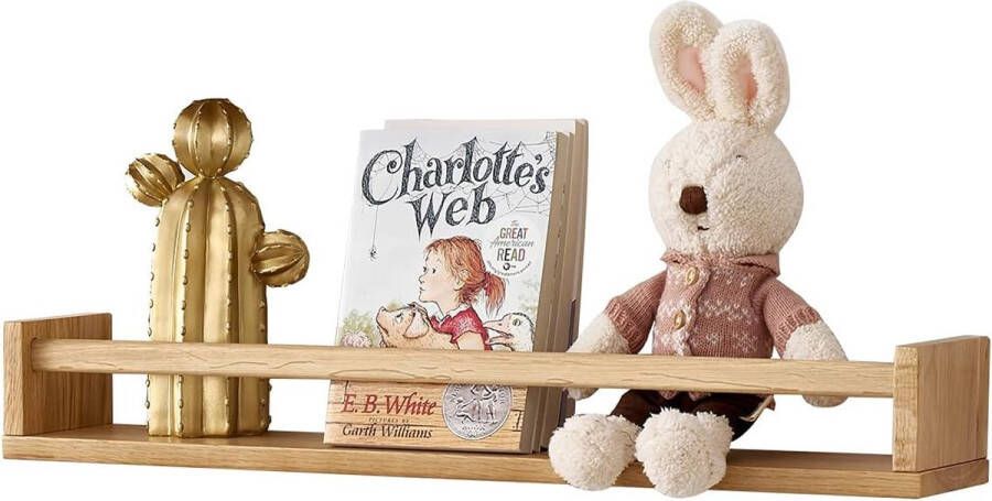 Oakerland Zwevend eiken wandrek massief houten boekenkast wandrek kinderkamer wandrek voor sprookjesboeken tijdschrift - Foto 2